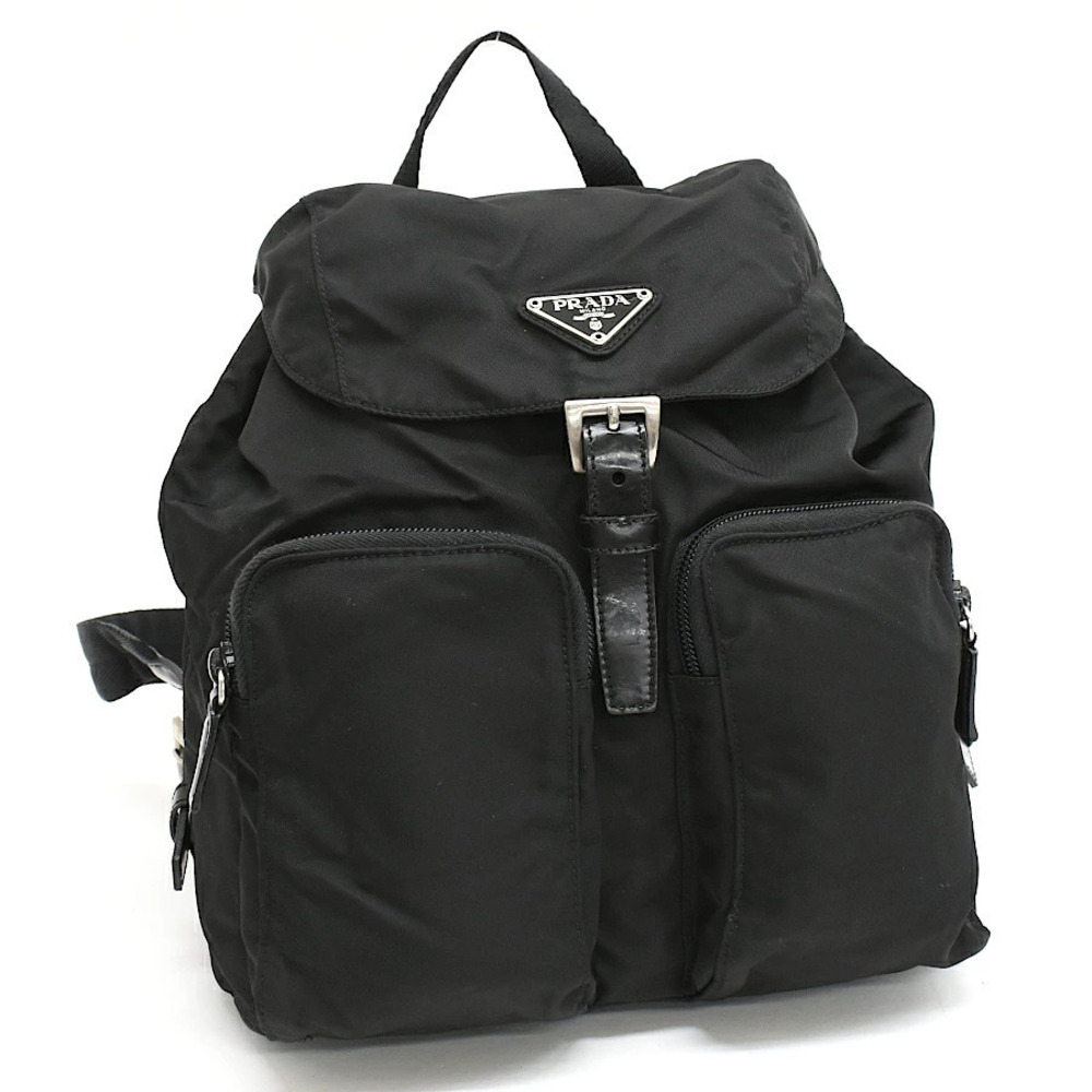 Prada Backpack VELA Tessuto Nero Black Triangle Plate ZAINETTO